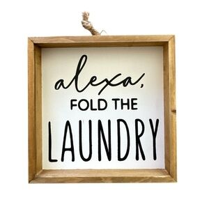 HEB Destination Holiday Alexa Fold The Laundry Room Wall Sign Wooden 8" × 8" New